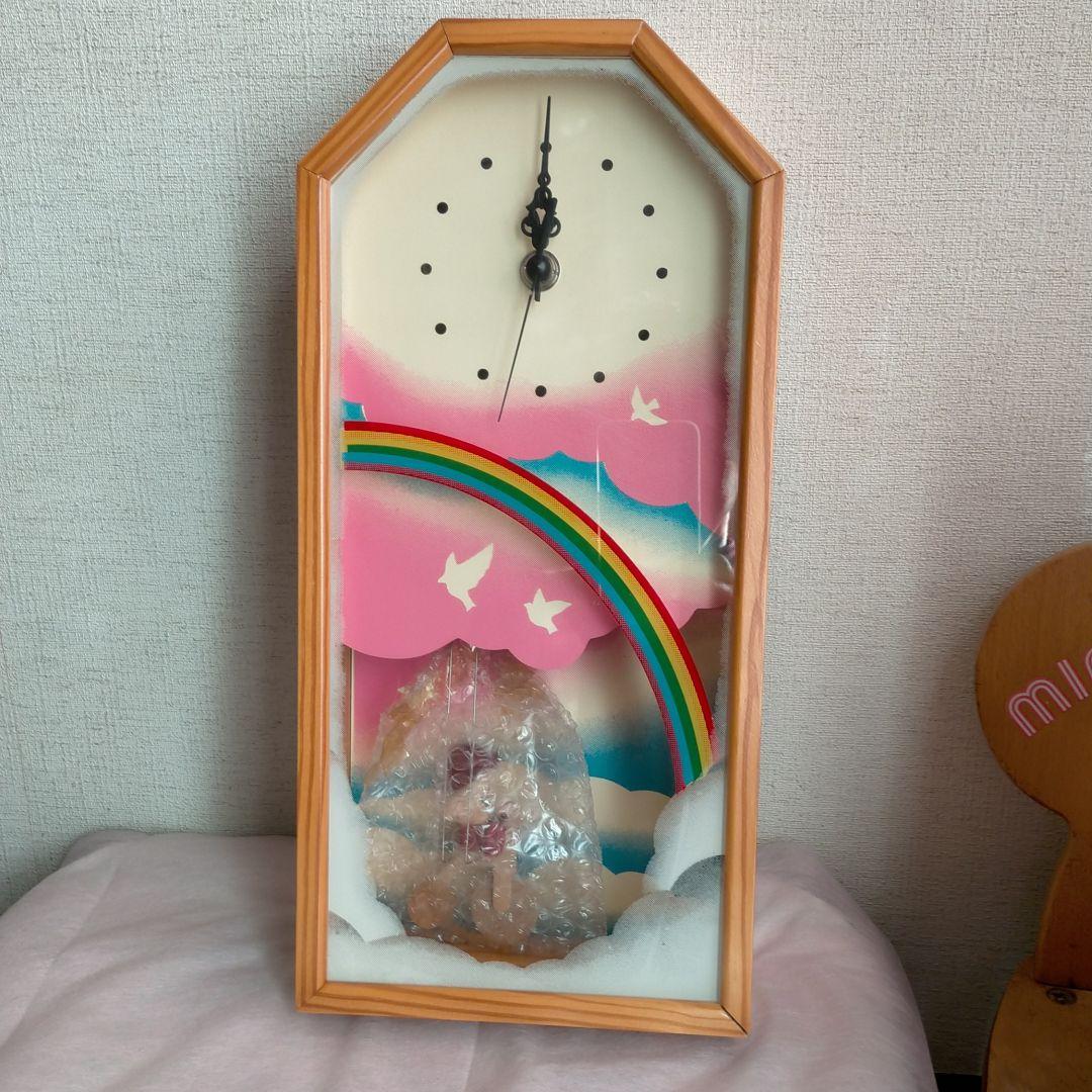 ハンドメイド柱時計　三輪車　昭和レトロ