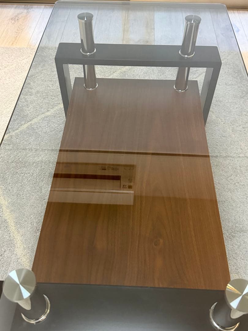 モダンガラス木製コーヒーテーブル