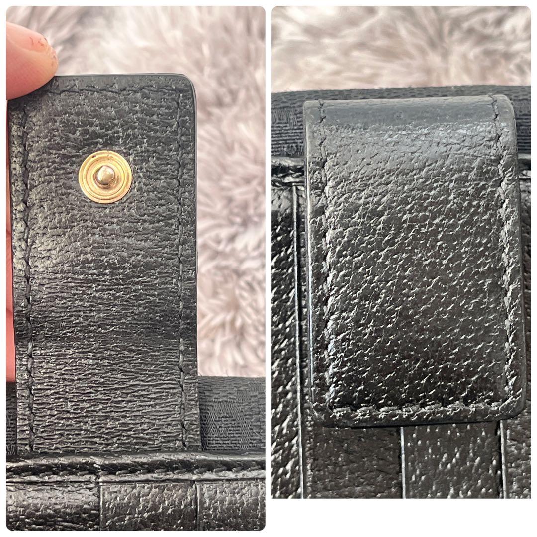グッチ　GGキャンバス　長財布　ロゴ金具　ブラック　レザー　メンズ