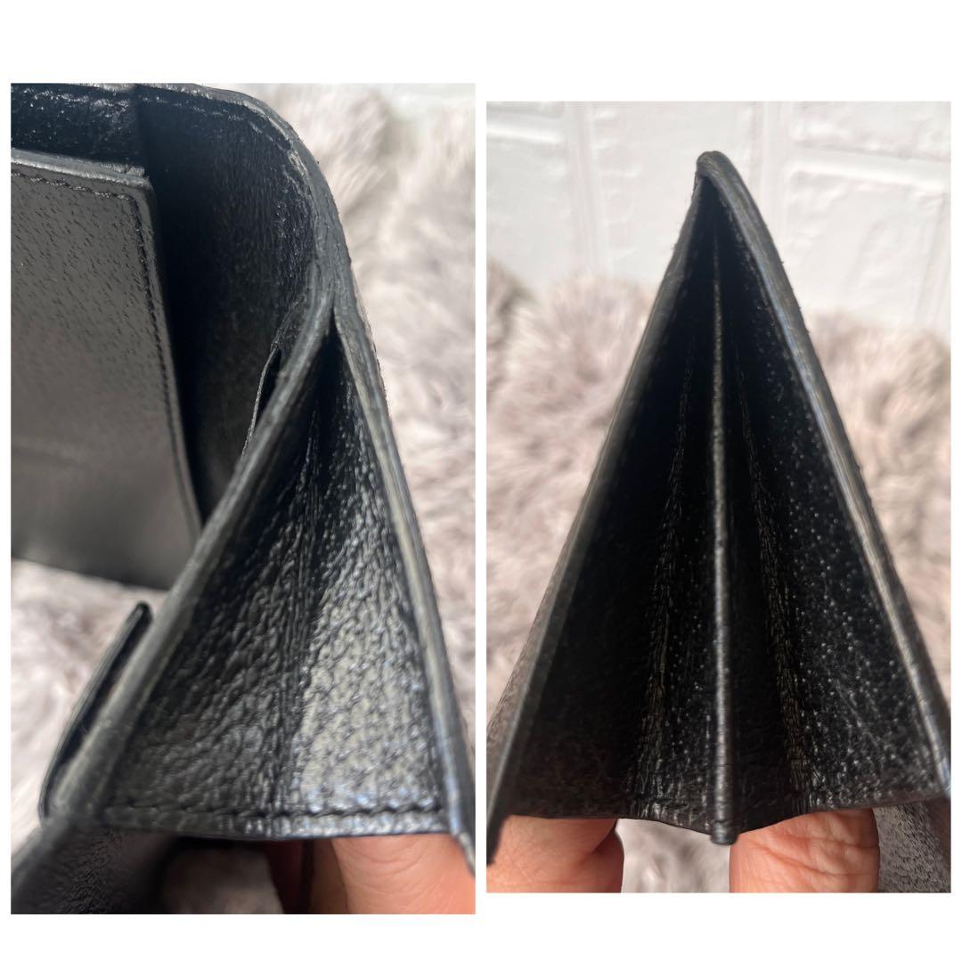 グッチ　GGキャンバス　長財布　ロゴ金具　ブラック　レザー　メンズ