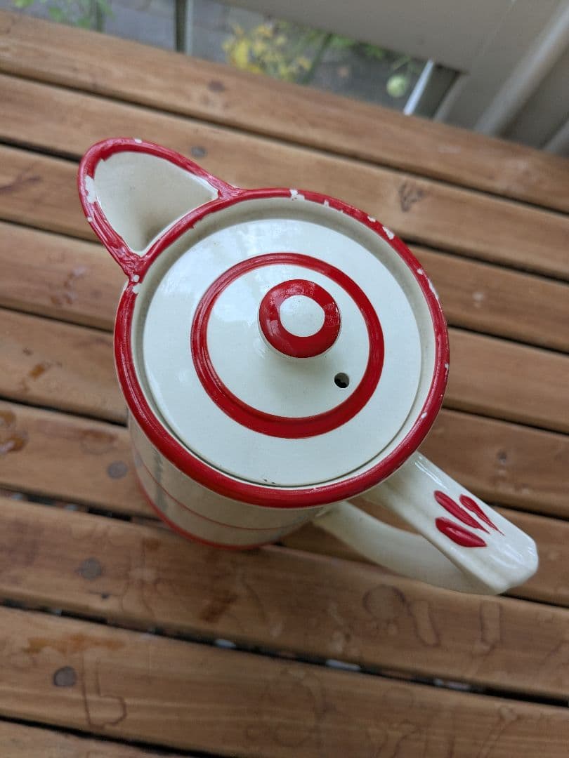 アンティーク　SADLER レトロな白と赤の陶器ポット