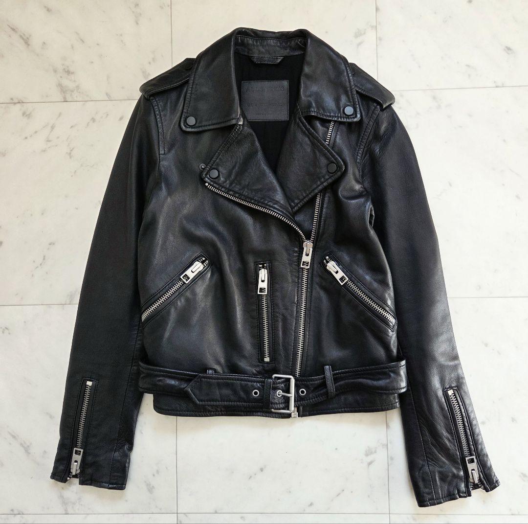 ALLSAINTSレザー ジャケット UK4 オールセインツ ラムレザー　ダブル