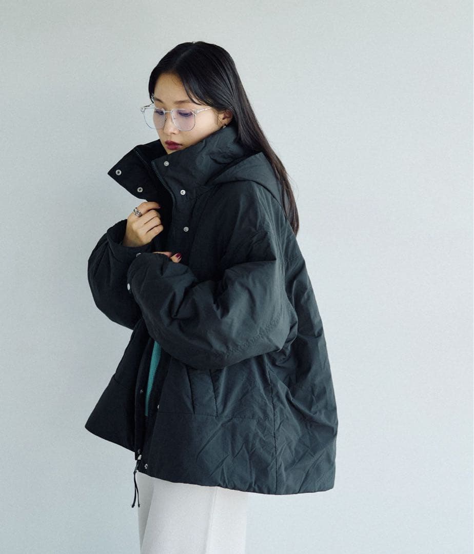 【撥水加工付き】エアサーマル2WAYショートコート 黒