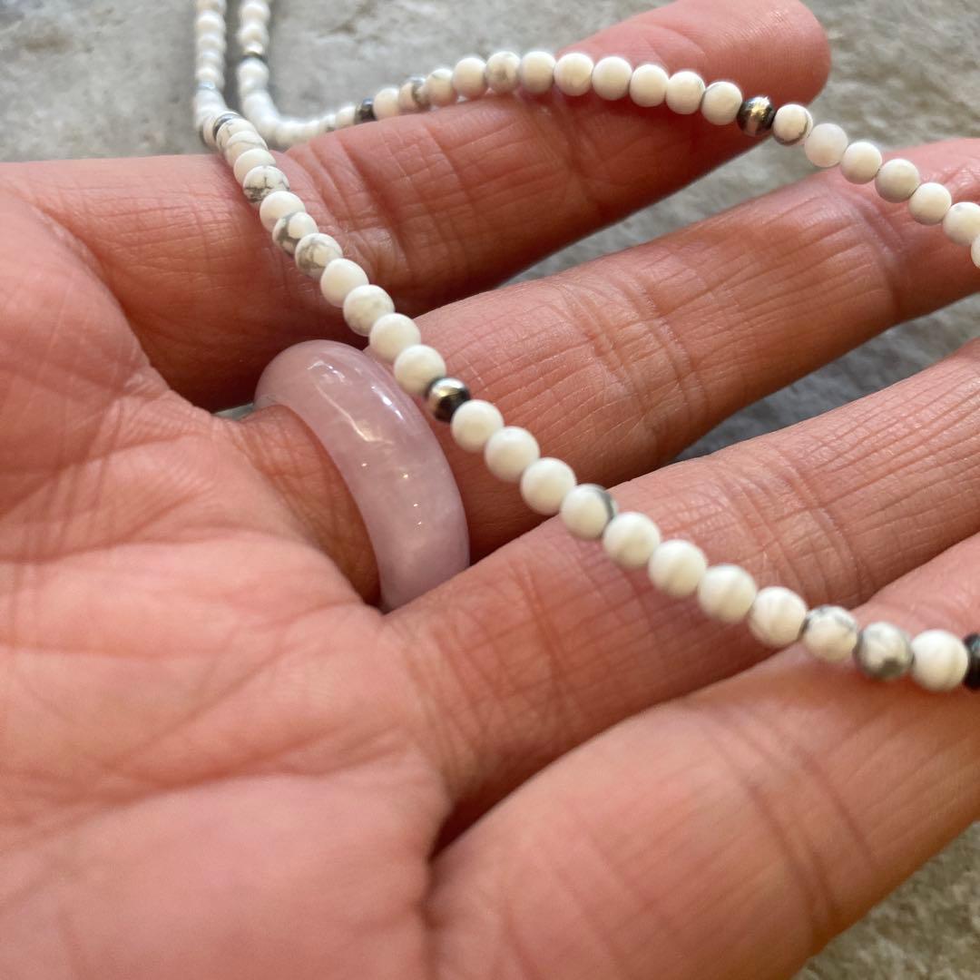 550 小粒ホワイトターコイズとSV925製ナバホパールのオリジナルネックレス