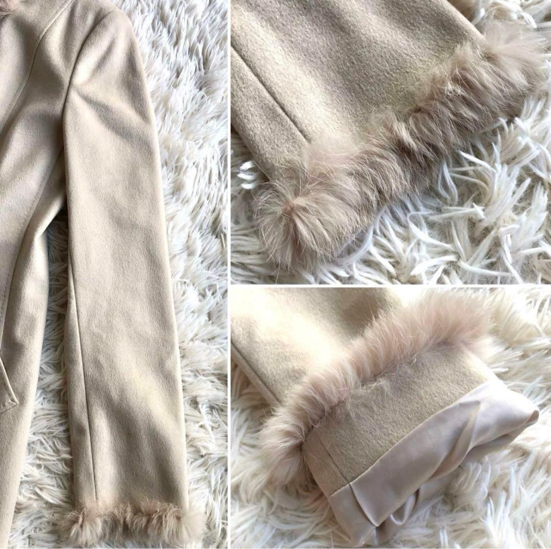 【未使用級 カシミヤアンゴラ混】23区　ベルテッドコート　ベージュ　M　 比翼