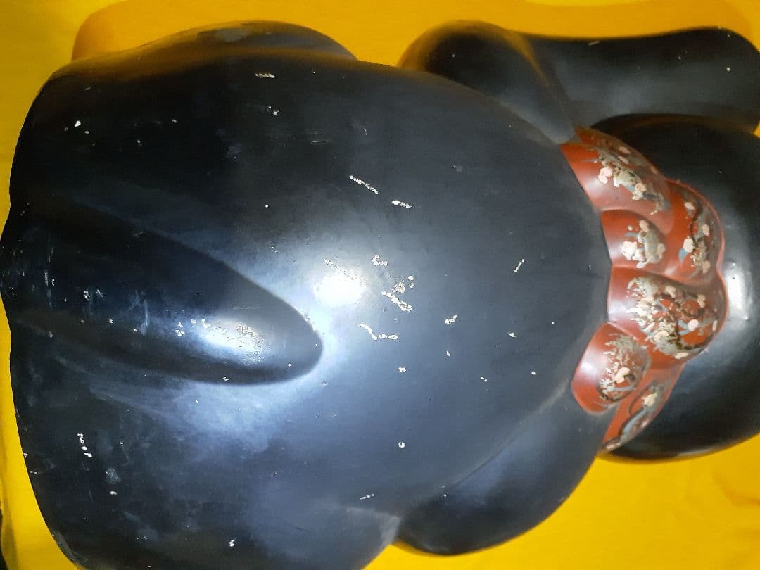 セール‼️骨董、黒招き猫　人招き、福招き 鈴ではなく打出の小槌‼️