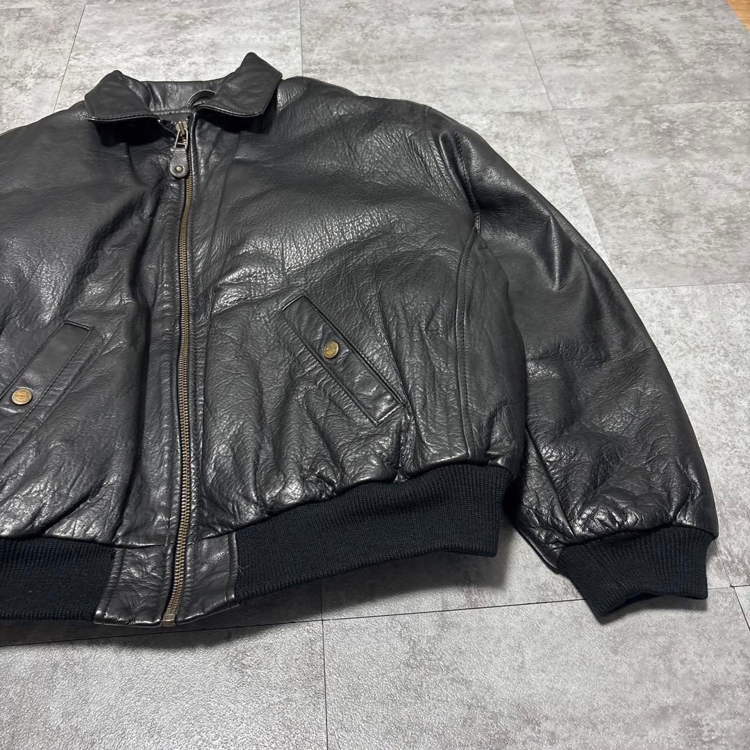 80s chevignon leather down jacket ダウンL