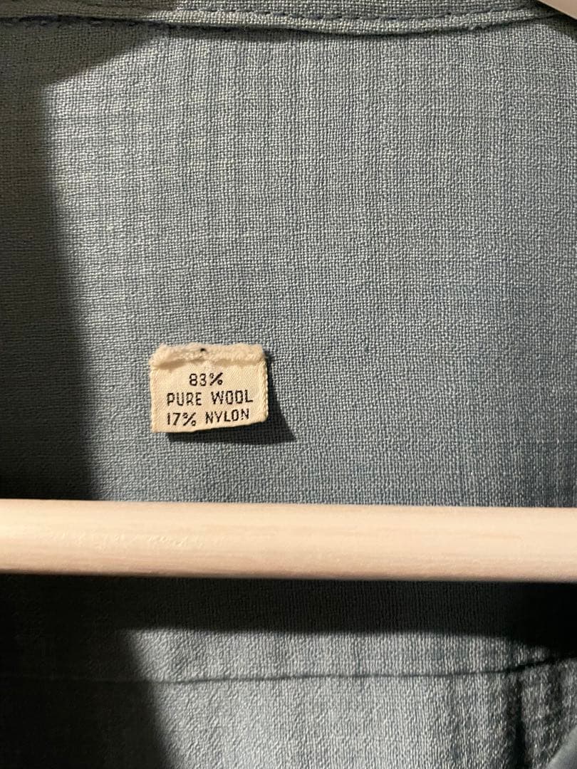 50s 実寸XL Wool / Nylon muslin box shirt