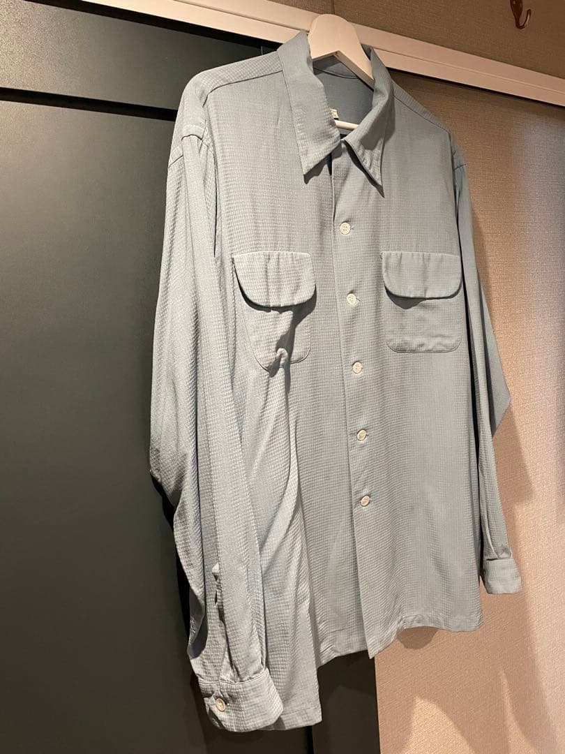 50s 実寸XL Wool / Nylon muslin box shirt