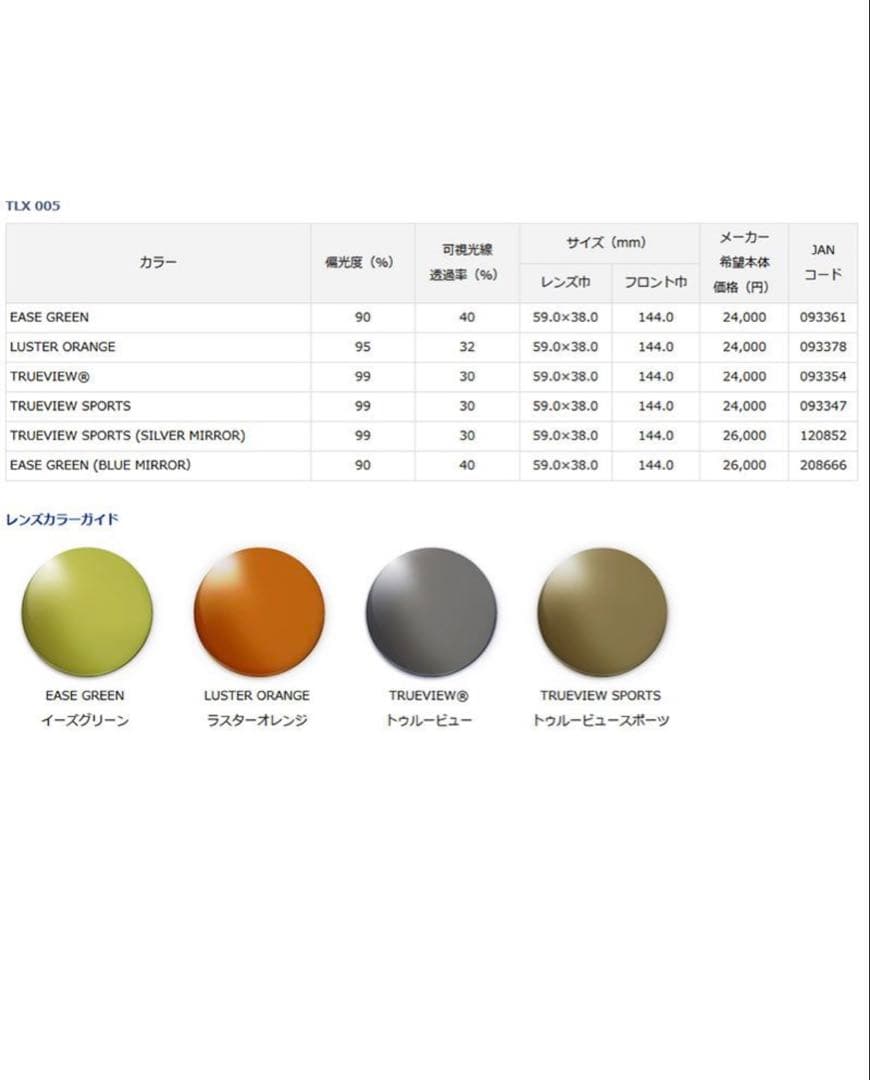 ダイワ 偏光サングラス TLX005 タレックス