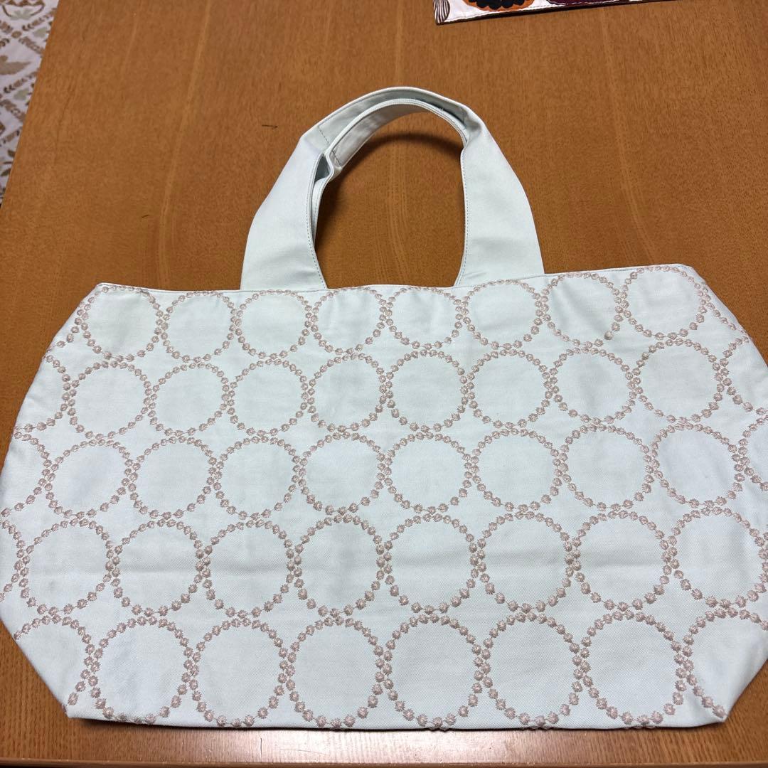 ミナペルホネ　パニーニバック　タンバリン　ライトブルー✖️ベージュ