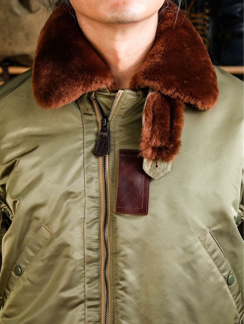 44 3LサイズB-15B 初期型復刻ムートン襟高密度ナイロン ウールリブ