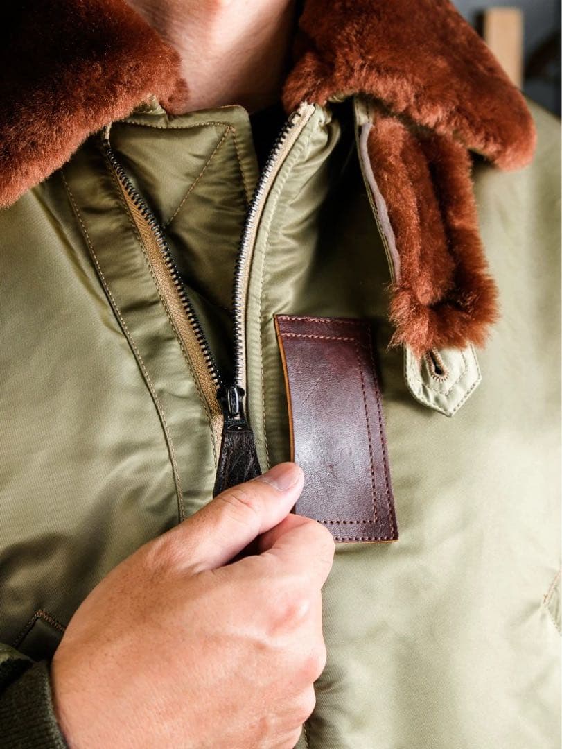 44 3LサイズB-15B 初期型復刻ムートン襟高密度ナイロン ウールリブ