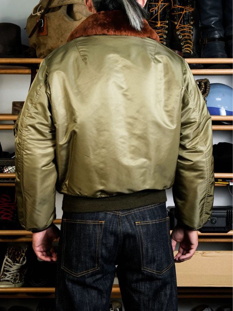 44 3LサイズB-15B 初期型復刻ムートン襟高密度ナイロン ウールリブ