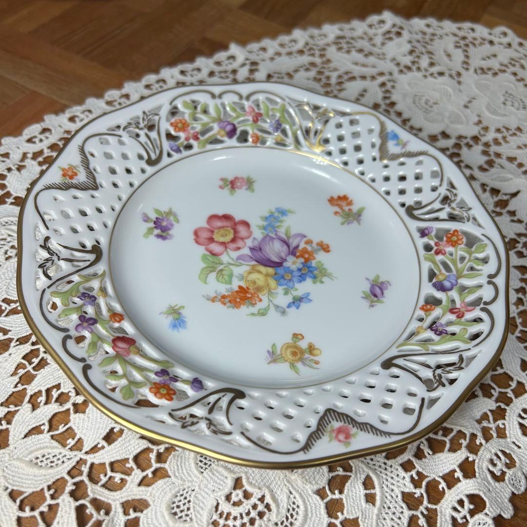 ①ドレスデンフラワー シューマンババリア プレート　2枚セット