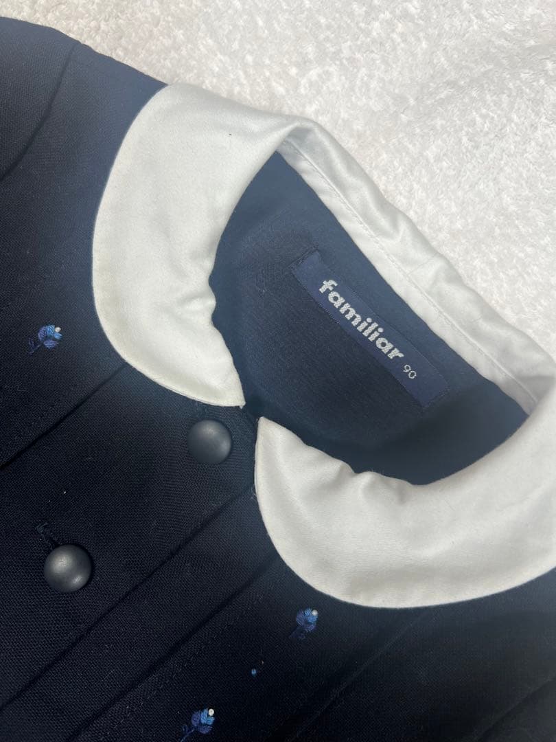 お受験familiar フォーマルワンピース 90 ネイビー