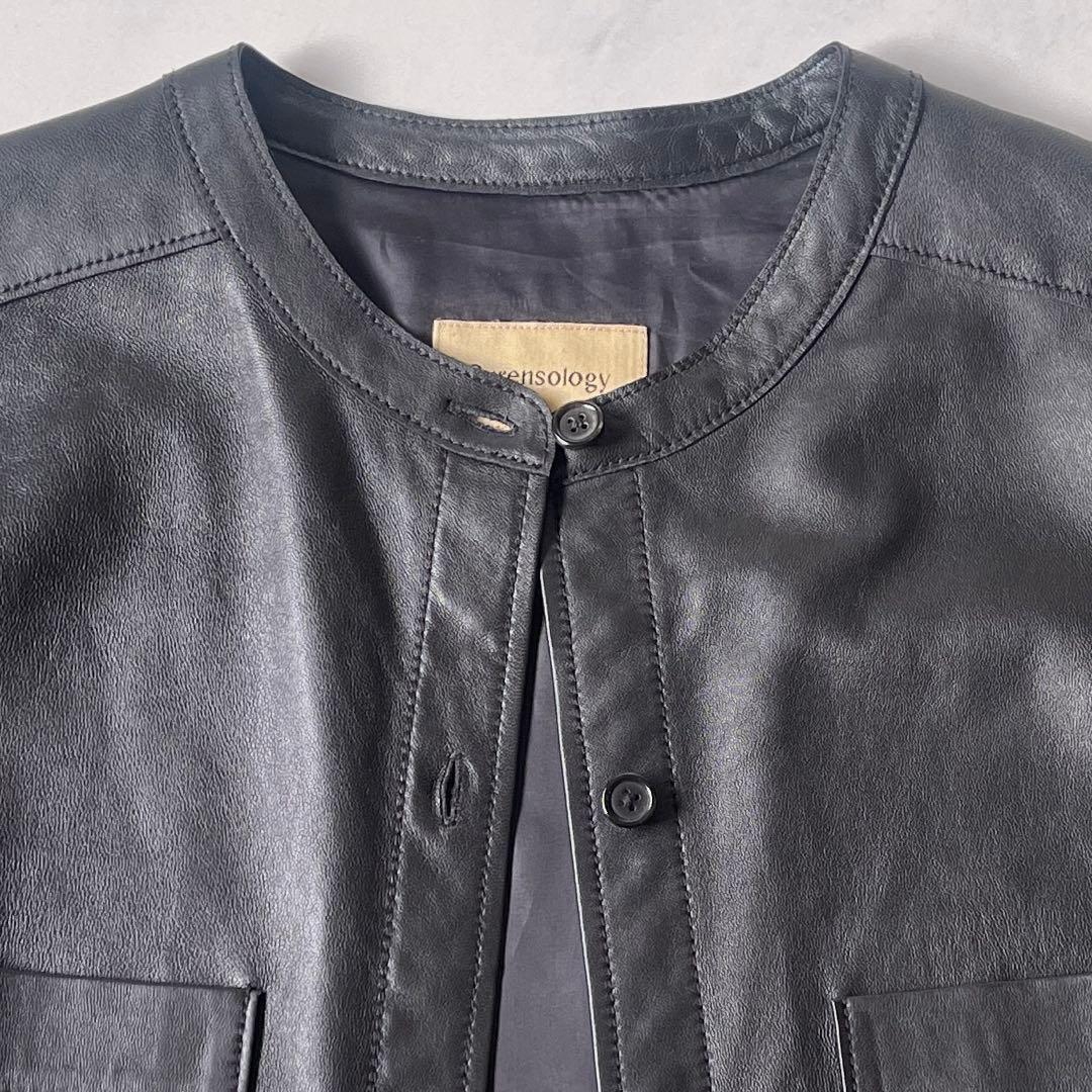 極美品✨ カレンソロジー レザーバンドカラーシャツジャケット ラムレザー 上質