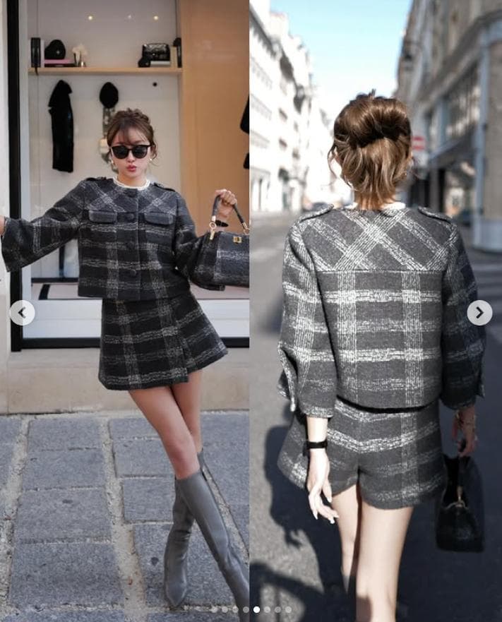 パンツ M sheller check jacquard wrap culottes