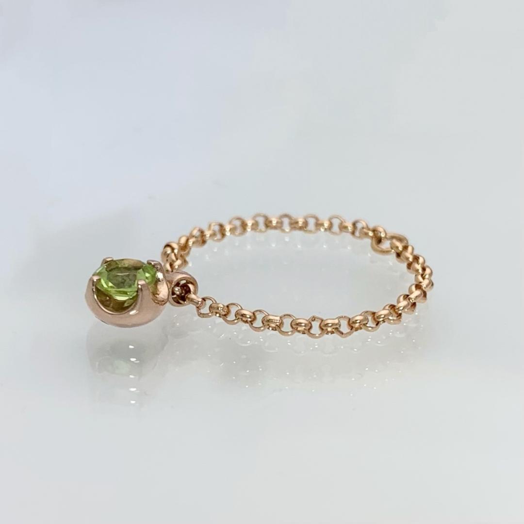 新品 ペリドット チェーンリング 0.26ct K18PG