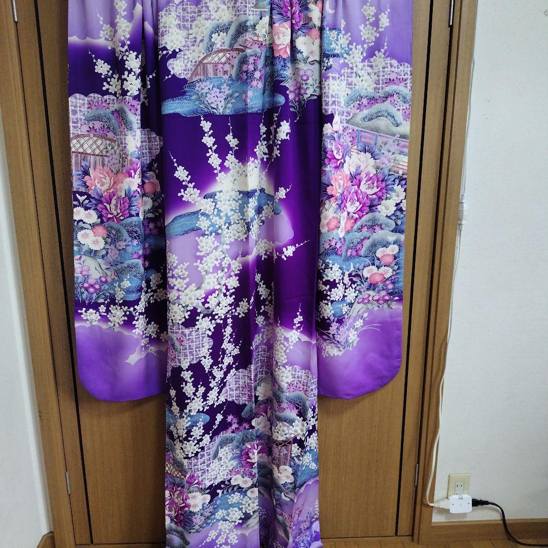 振袖　成人式　正絹　紫　パープル