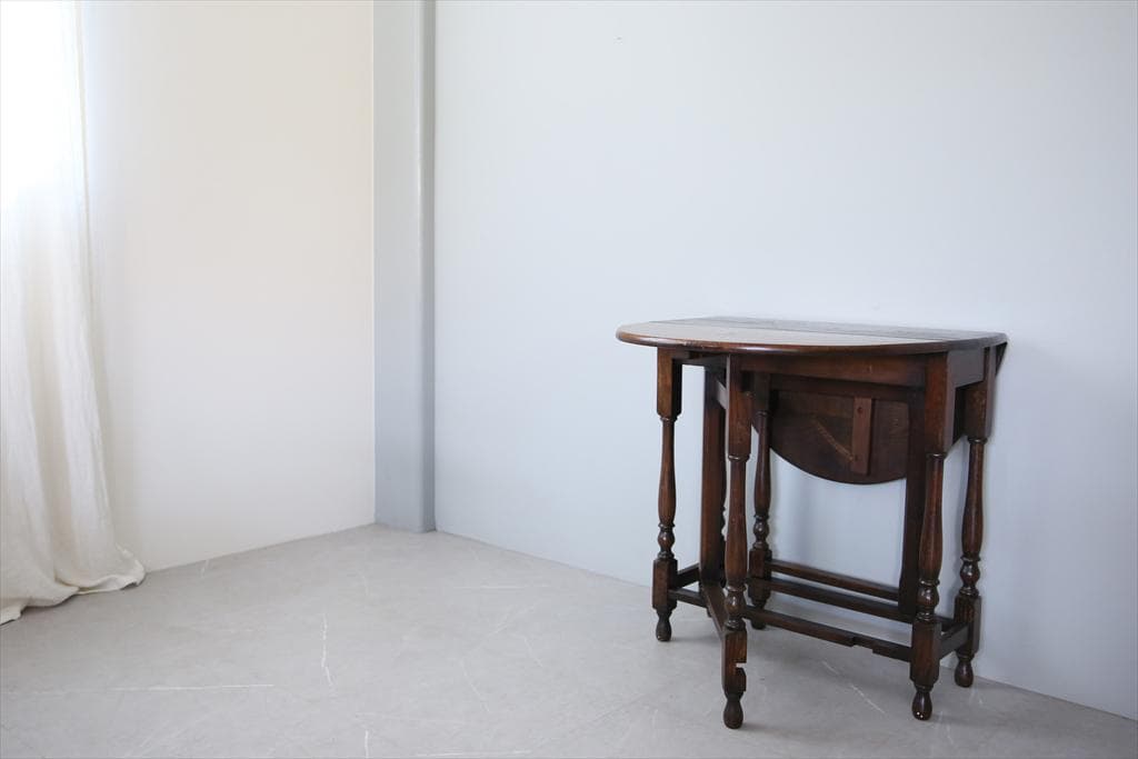 英国アンティーク木製ゲートレッグテーブル/ダイニング机バタフライ(89-118)