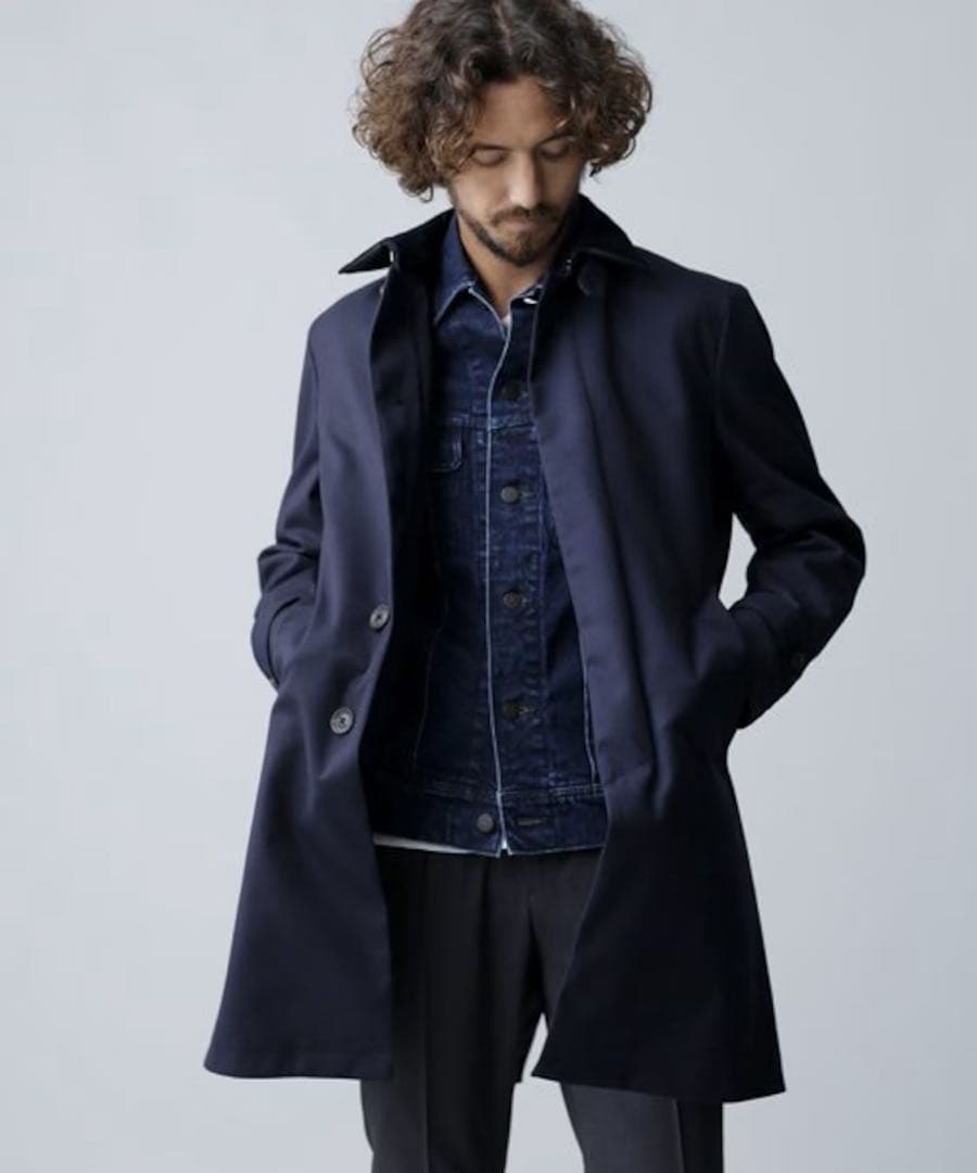 ナノユニバース 西川ダウン ステンカラーコート インナーダウン付