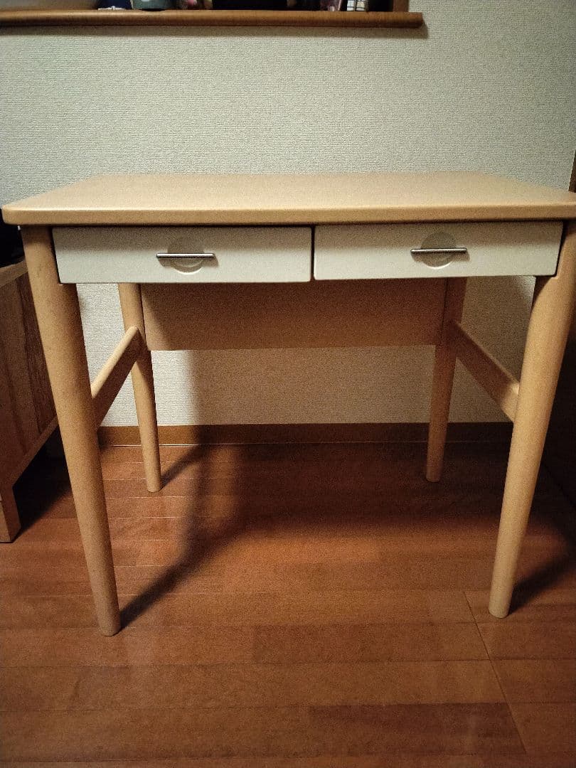コイズミ　ナチュラル木製　引き出し2つ付き　テーブル　学習机