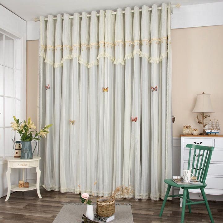 上質二層カーテン　可愛い　綺麗な　カーテン　完全遮光カーテン　レースカーテン