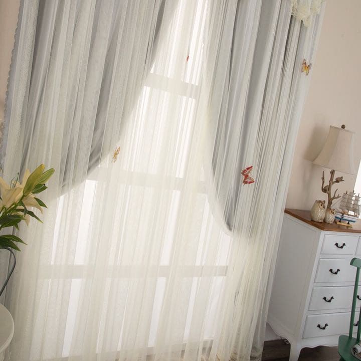 上質二層カーテン　可愛い　綺麗な　カーテン　完全遮光カーテン　レースカーテン