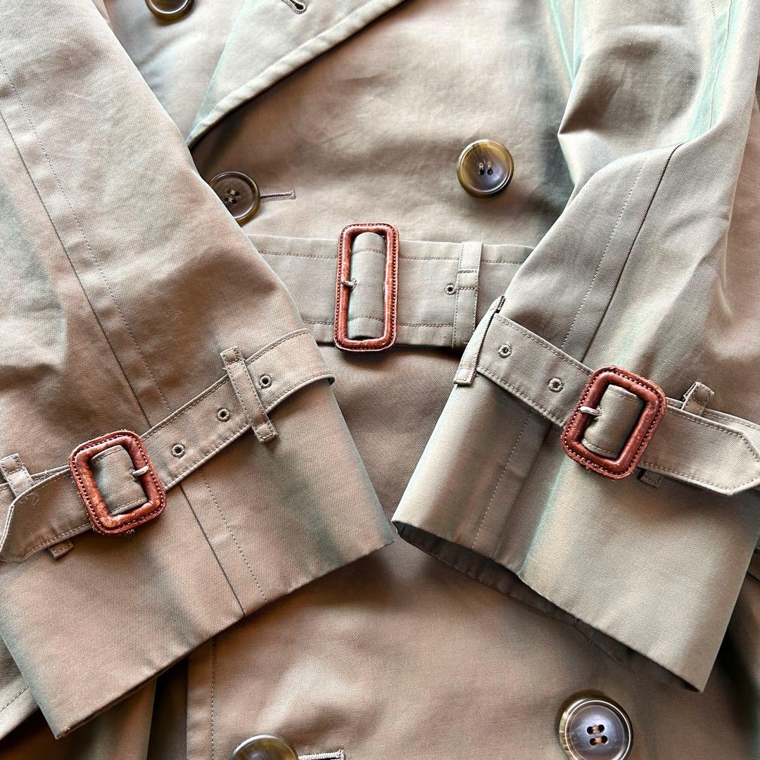 【外観美品】バーバリー　トレンチコート　ロング丈　メンズ　タマムシ　M相当