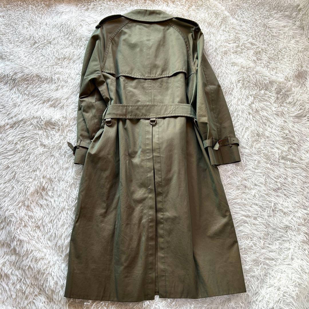 【外観美品】バーバリー　トレンチコート　ロング丈　メンズ　タマムシ　M相当