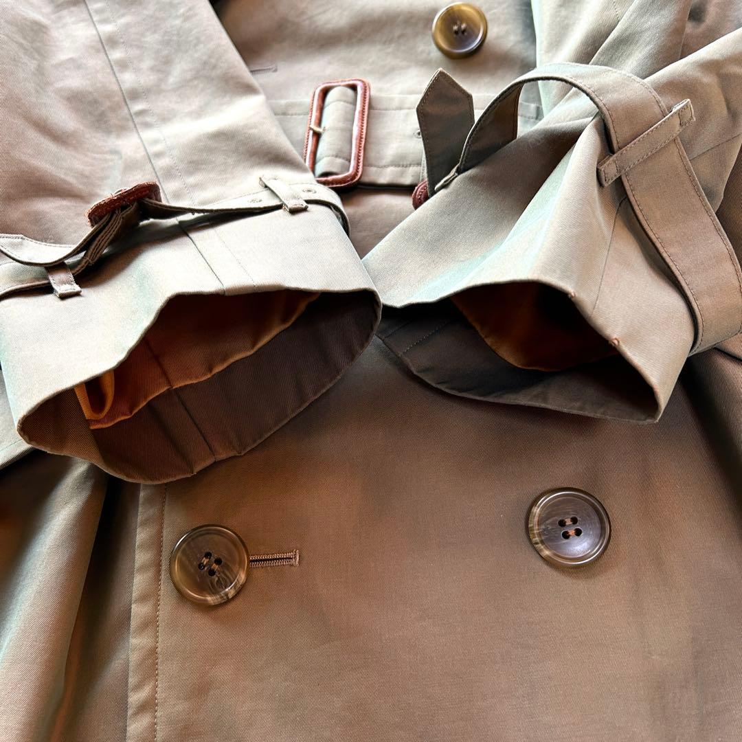 【外観美品】バーバリー　トレンチコート　ロング丈　メンズ　タマムシ　M相当