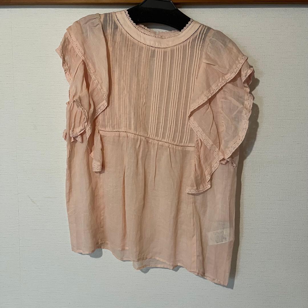 スローブイエナ　 ラミーフリルピンタックブラウス　リネン　レース　半袖