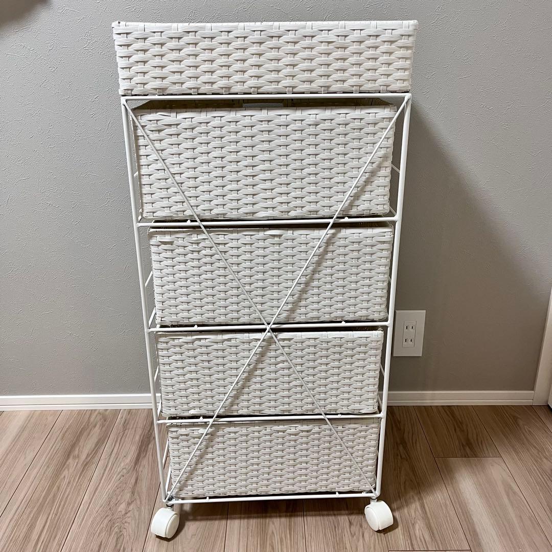 ラタン風 サニタリー ランドリーチェスト/ホワイト