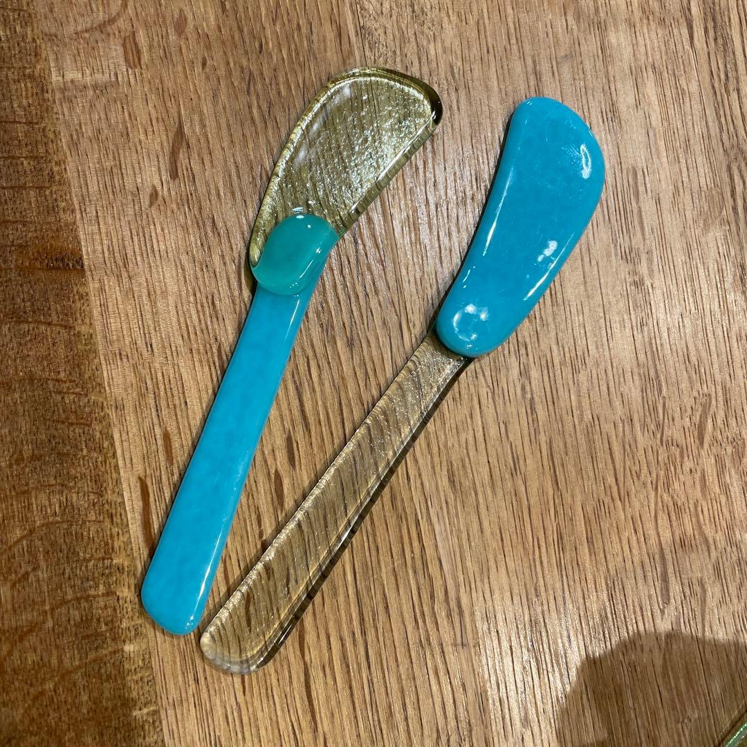 天気雨　ガラス　ジャムナイフ　2本セット