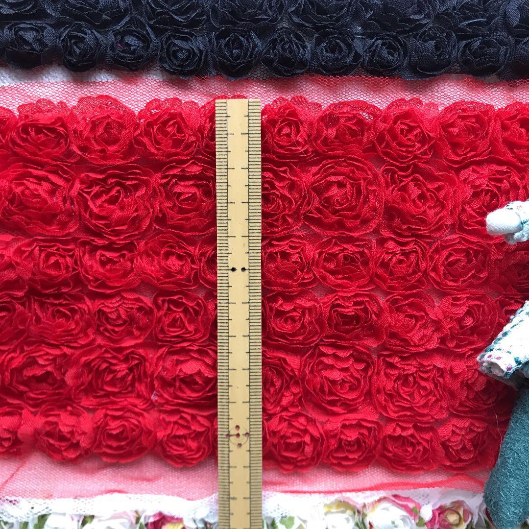 ご確認用　ローズレース　クリスマス向け真っ赤　黒　お洒落な花柄