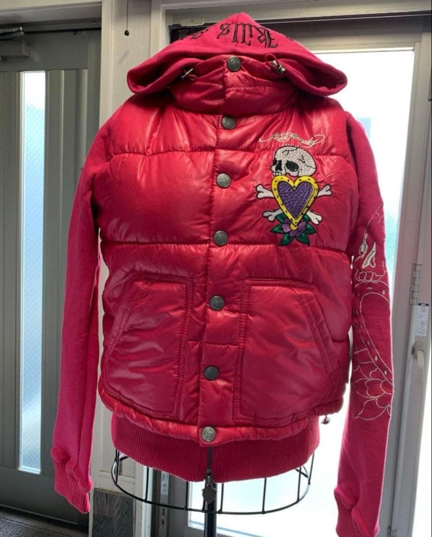 ed hardy ダウン アウター PINK y2k グランジ 平成