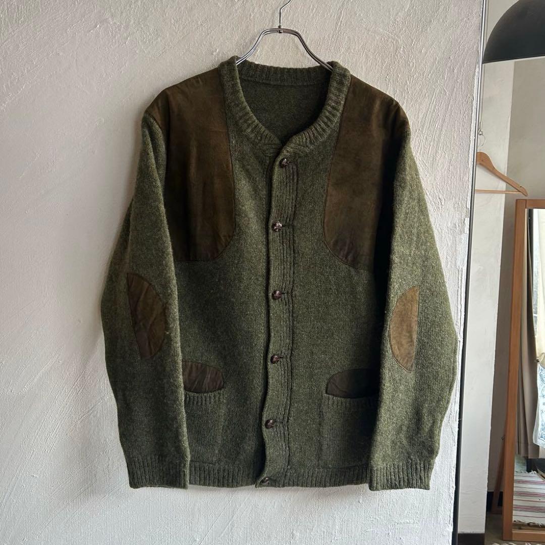 ドイツ製 ショルダーパッチ エルボーパッチ カーディガン オリーブ