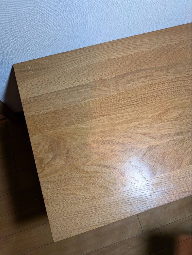 ■送料込■無印 無垢材木製ローテーブル オーク 引出し センター机デスク天然木