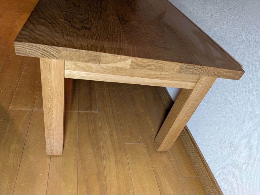 ■送料込■無印 無垢材木製ローテーブル オーク 引出し センター机デスク天然木