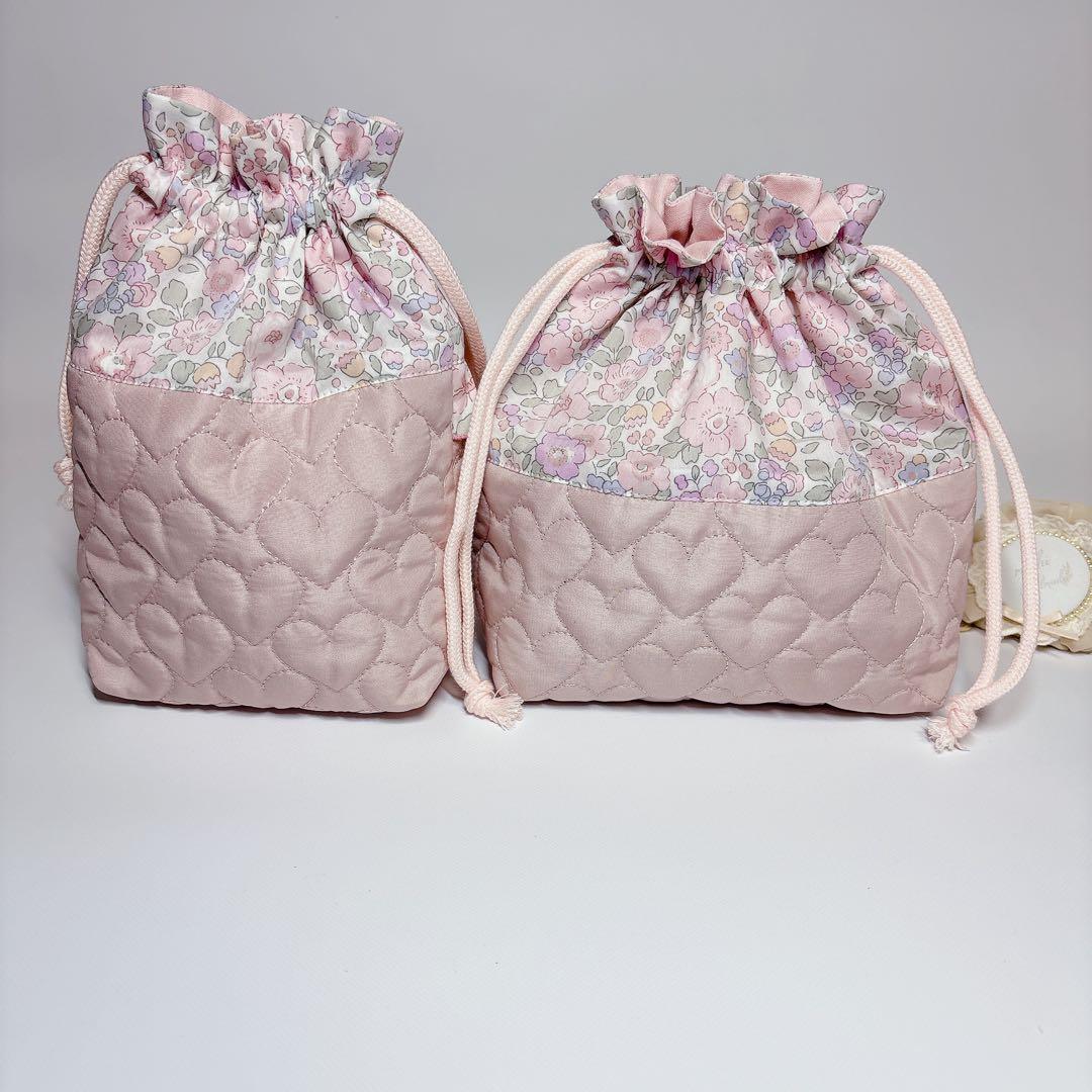 Kahon（プロフ必読！）様　レッスンバッグ　上履き袋　ハート　キルト　ヌビ