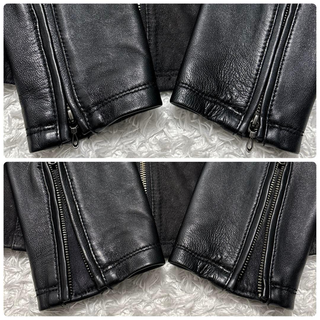 美品✨FUGA フーガ ダブルライダース レザージャケット 裏地総柄 黒 46