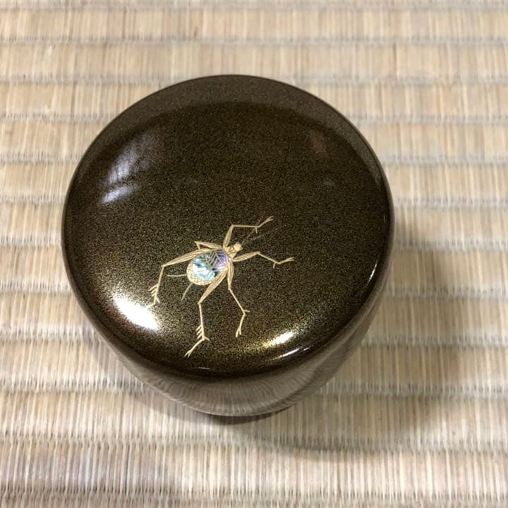 【茶道具】棗　螺鈿蒔絵　秋の聲　弘志作　鈴虫　R-0311　お3