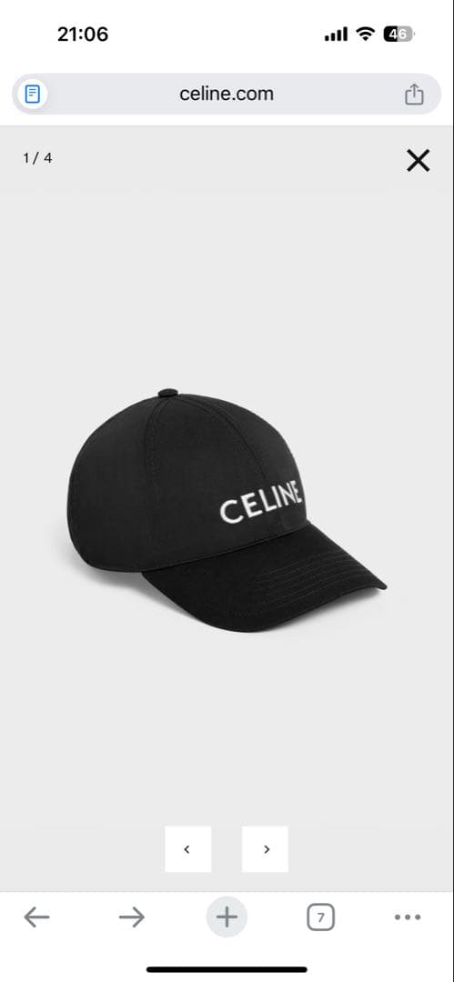 CELINE ブラック ベースボールキャップ　M
