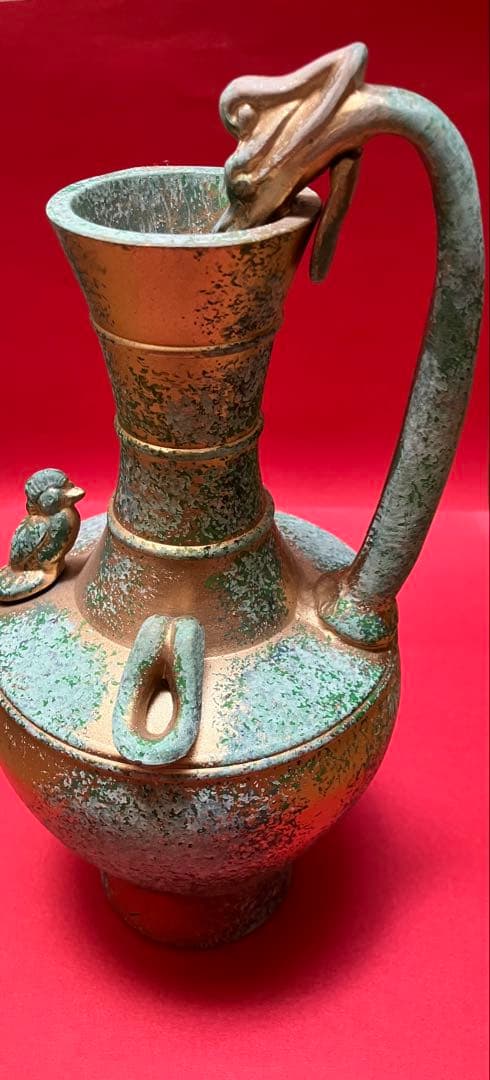 値下げ古代中国龍把鶏首壺 天鶏壺 中国浙江省の越州窯 青銅 6世紀前半の華北地域