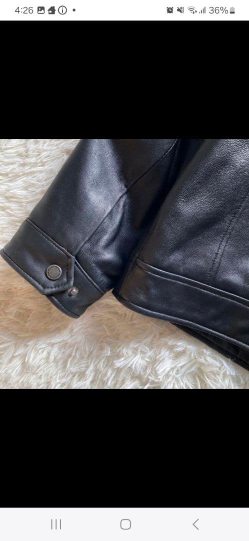 90's✨レザージャケット　本革　ブルゾン　襟付　キムタク　バイク　L ブラック