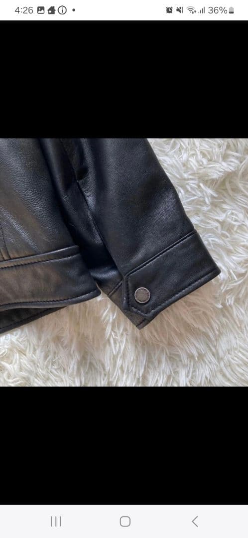 90's✨レザージャケット　本革　ブルゾン　襟付　キムタク　バイク　L ブラック