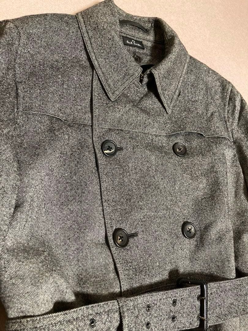 美品 ポールスミス メランジ ウール トレンチコート ピーコート ライナー