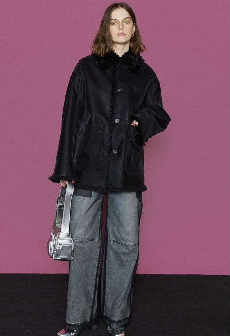 完売品 MAISON SPECIAL リバーシブルフェイクレザームートンブルゾン