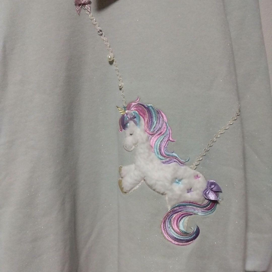 【新品】mezzopiano ユニコーン ポシェット風 ワンピース 140